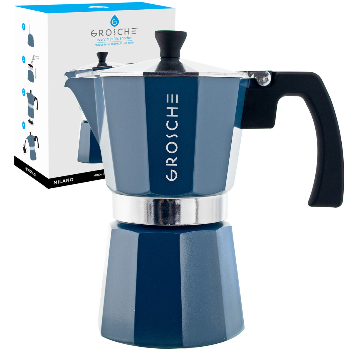 Cafetière italienne Grosche Milano 6 tasses – bleu