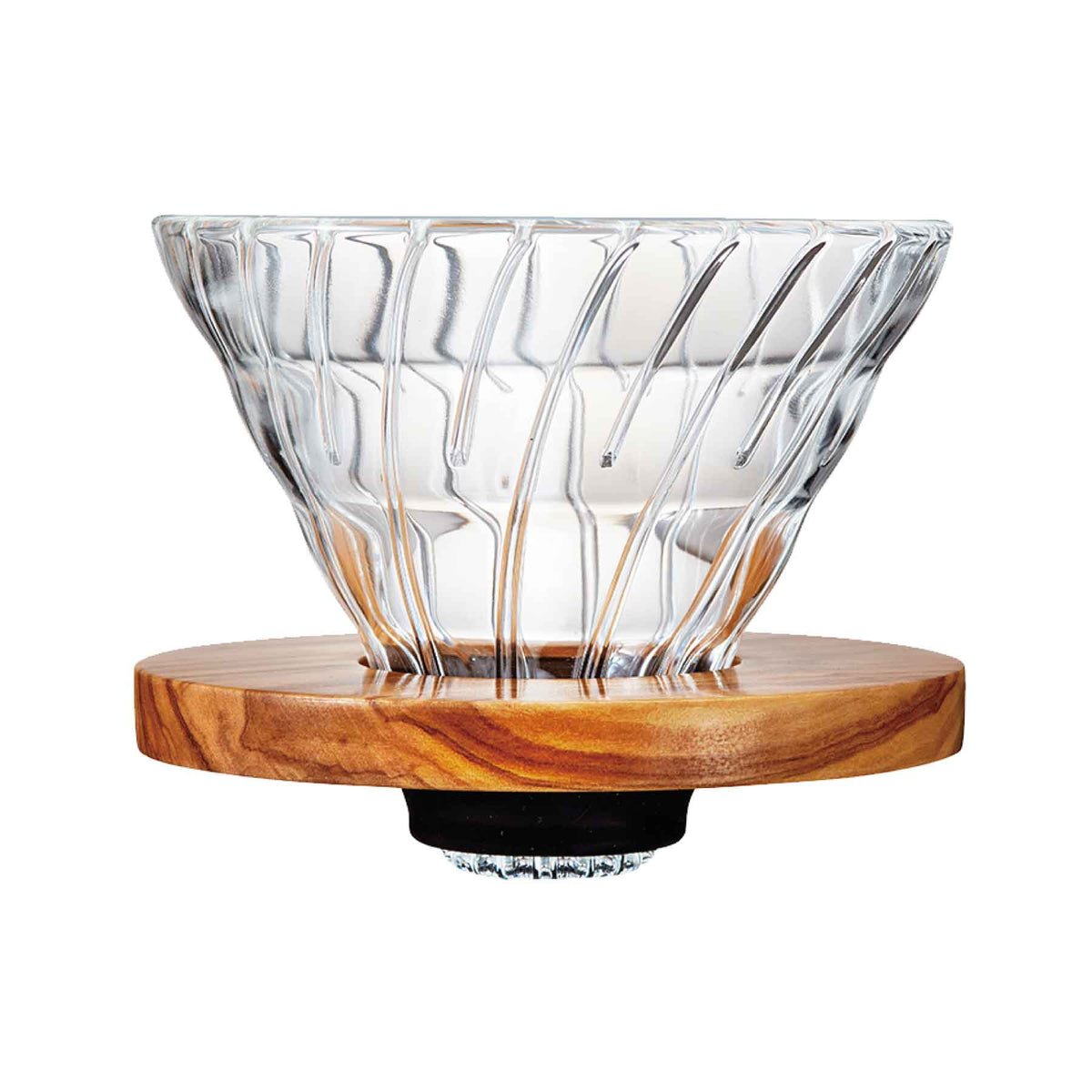 Dripper Hario V60 verre et bois d'olivier – 1 à 4 tasses