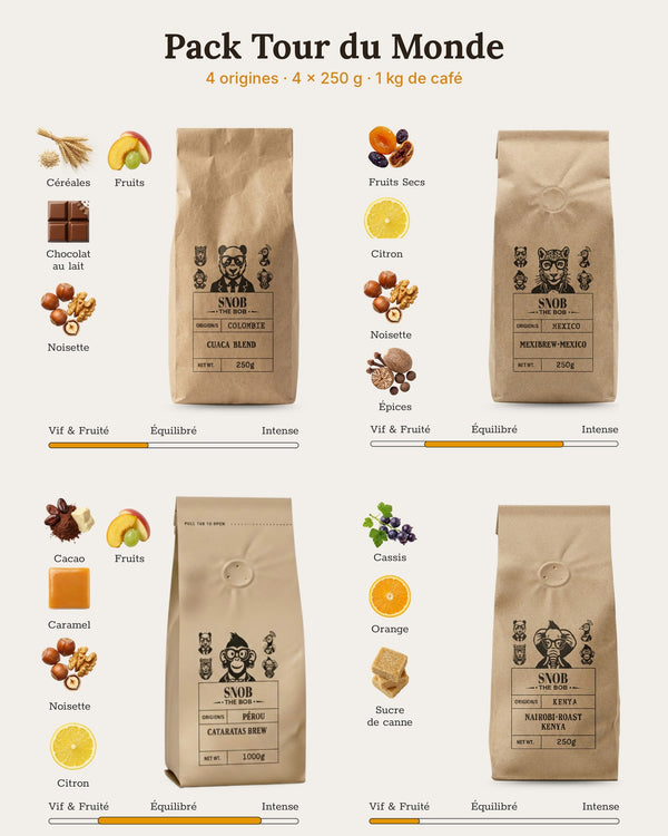 Pack Tour du Monde – 4 origines, 1 kg de café