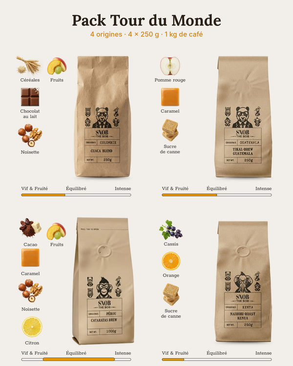 Pack Tour du Monde – 4 origines, 1 kg de café